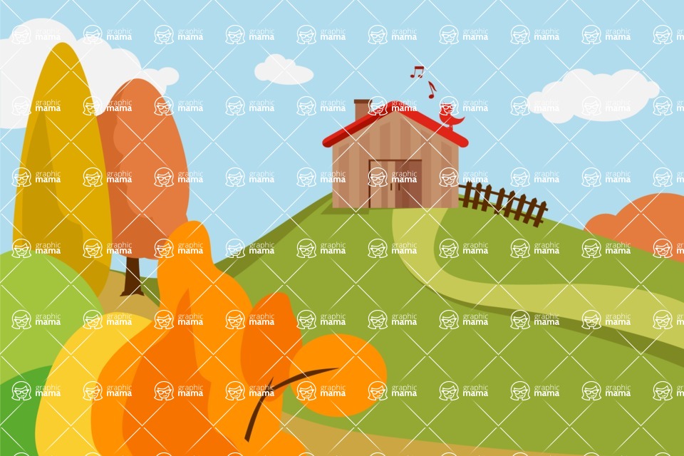 Nature Backgrounds, Patterns and Frames Themed Graphic Collection - Beautiful Farm and Fields Background